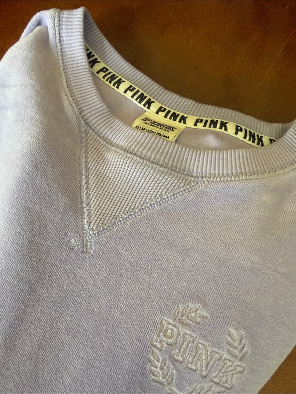 Vintage PINK Victoria's Secret velour women’s size XS sweatshirt Light Lavender